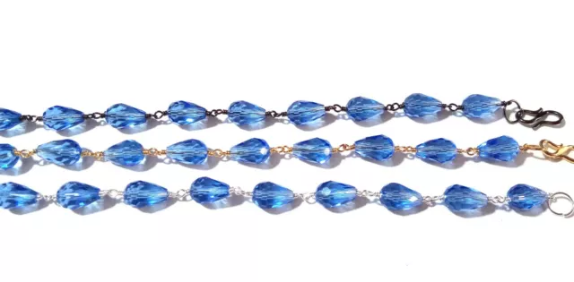 8" 3 Bracelet Tanzanite Hydro Teardrops 8x12mm Multi Plated Wire Wrapped Beads