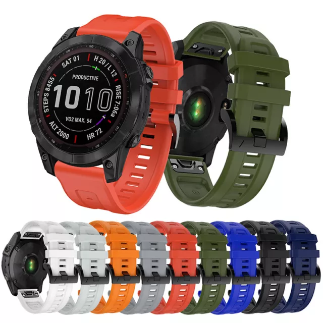 For Garmin Fenix 7/6/5 22MM Replacement Quick Release Silicone Strap Watch Band