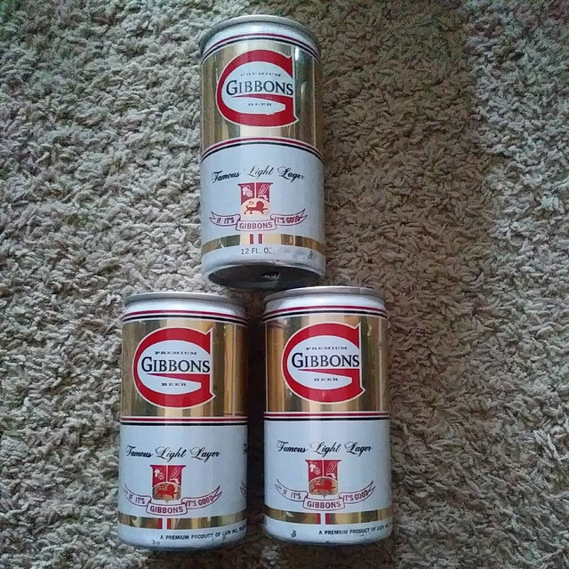 3 VINTAGE Gibbons EMPTY ALUMINUM Beer 12 oz Cans -  Lion Inc Wilkes Barre PA