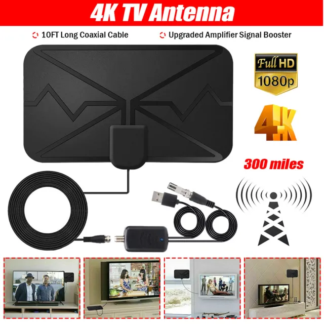 Amplified HD Digital TV Antenna 300 Miles 4K 1080P Indoor HDTV Signal Booster AU