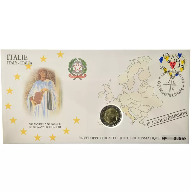 [#487278] Italien, 2 Euro, 2013, Enveloppe philatélique numismatique, UNZ, Bi-Me