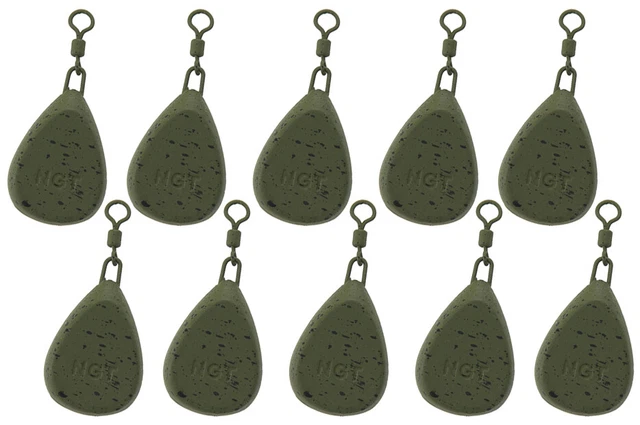 5x Dumpy Flat Pear Carp Fishing Leads – 4.5oz – Smooth Coated Weights – Made In UK