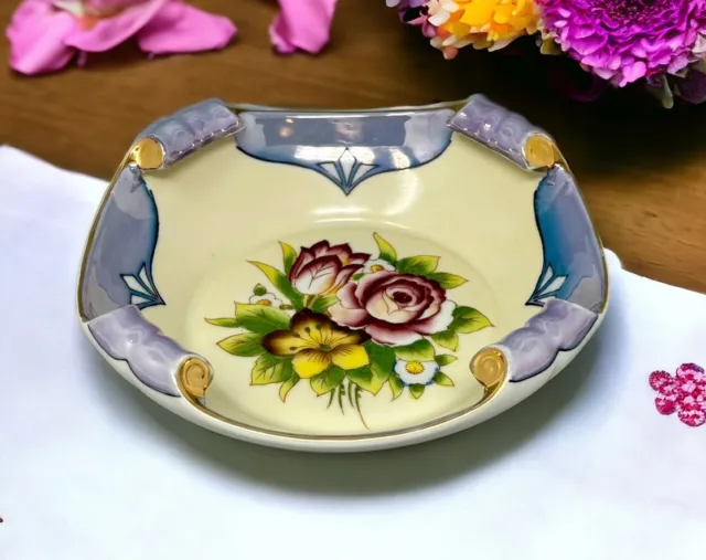 Noritake Blue Floral Lusterware With Scroll Detail