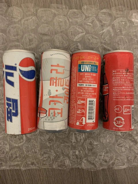 RARE 4 Pepsi Coca Cola Coke Light Soda Korean Chinese Empty Can 8.4 Fl Oz 250 ML