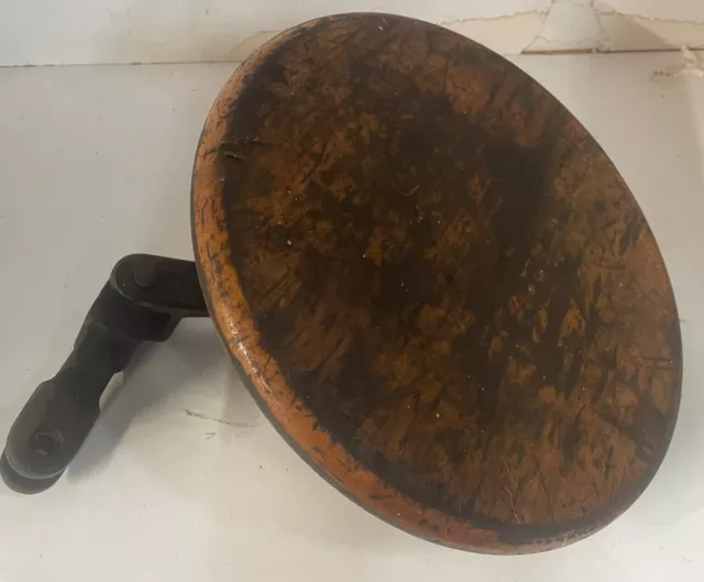 Vintage Cast Iron Swing Out Oak Industrial  wood seat . 13”