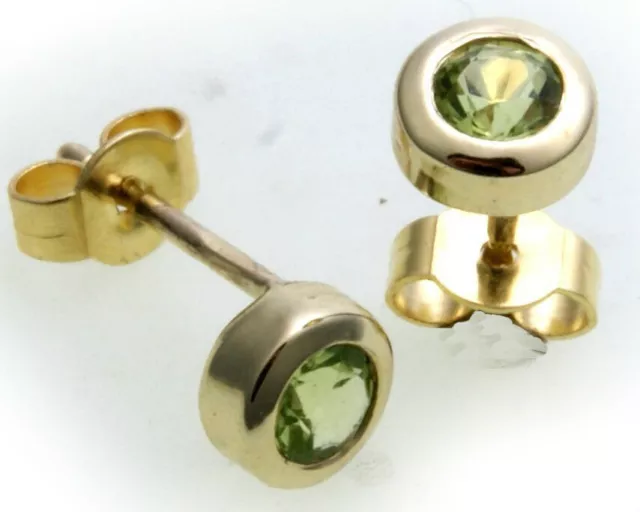 Boucles D'Oreilles Péridot or Véritable 333 Femme 8kt or Jaune Vert Neuf