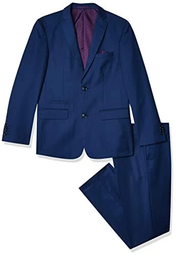 Isaac Mizrahi Boys' Little 2Pc Slim Cut Wool Blend Suit, Cobalt Blue, 5