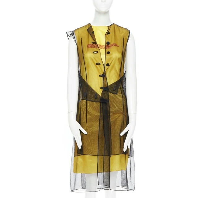 runway CALVIN KLEIN RAF SIMONS ANDY WARHOL black yellow layer midi dress IT38 runway CALVIN KLEIN RAF SIMONS ANDY WARHOL black yellow layer midi dress IT38