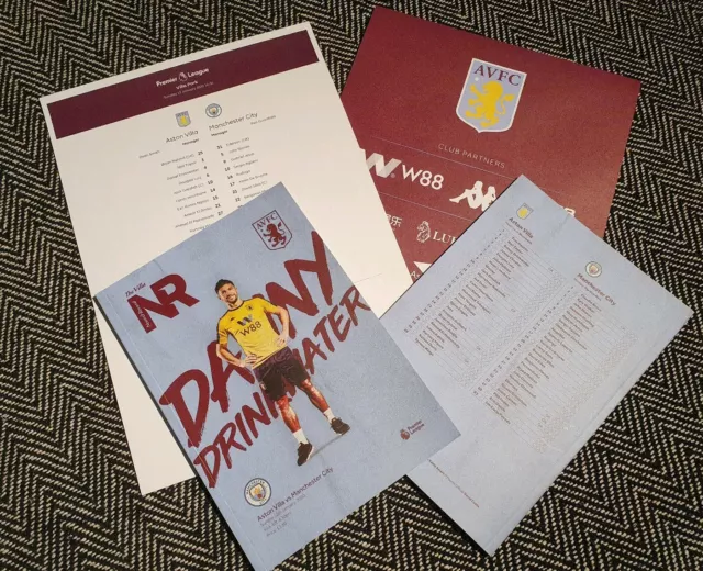 Aston Villa v Manchester City Matchday Programme with colour teamsheet 12/01/20!