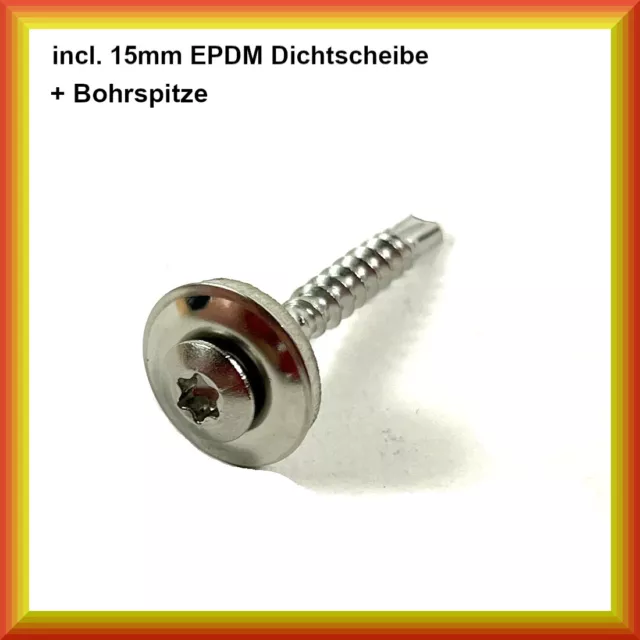 Spenglerschrauben A2 mit Bohrspitze + EPDM Dichtscheibe 20-65mm Torx 129387 b