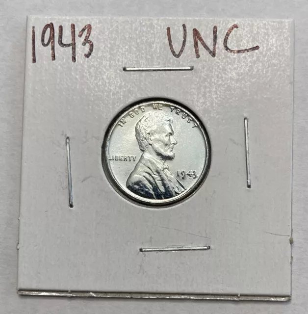 1943 Steel Cent Wartime Lincoln Head Wheat Penny 1c US Coin UNC Uncirculated