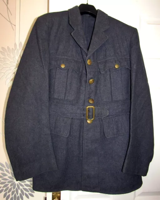 RARE WW2 RAF ROYAL AIR FORCE SERGE O.A. JACKET c/w BELT – 1944 - GOOD SIZE