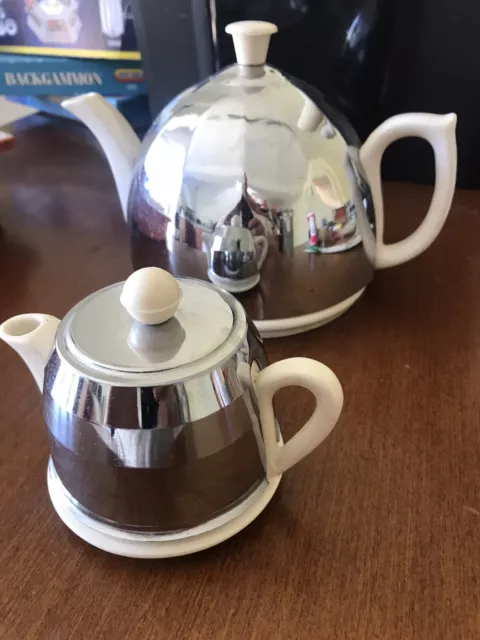 1950s Teapot Chrome & Ceramic Everhot Thermal Teapot