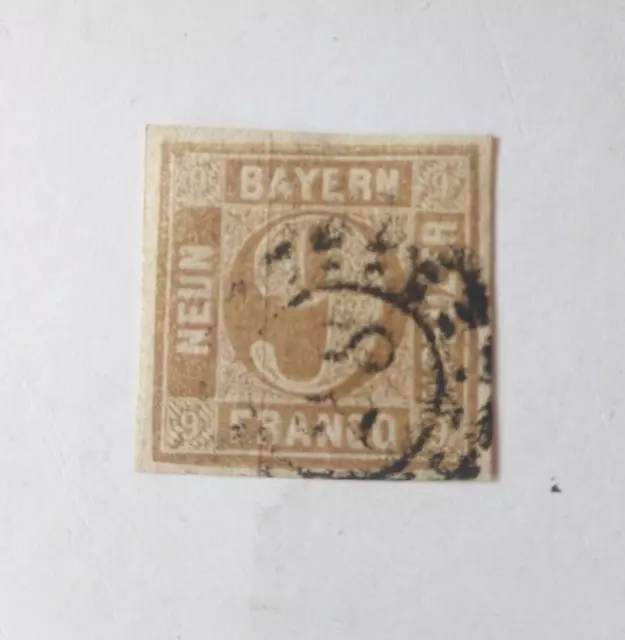 Briefmarken Königreich Bayern Altdeutschland NEUN Kreuzer Farbe braun
