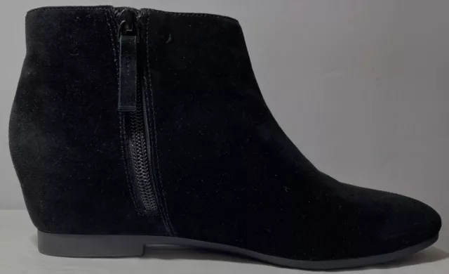 NINE WEST BLACK Suede Leather Ankle High Low Heel Booties Size 6.5M $9. ...