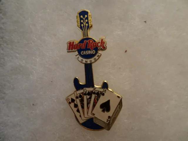 Hard Rock Cafe pin London Casino Spade's Royal Flush Series Blue Guitar 2004