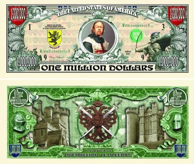 Pack of 50 - Medieval One Million Dollar Bill Novelty Collectible Dollar Bill