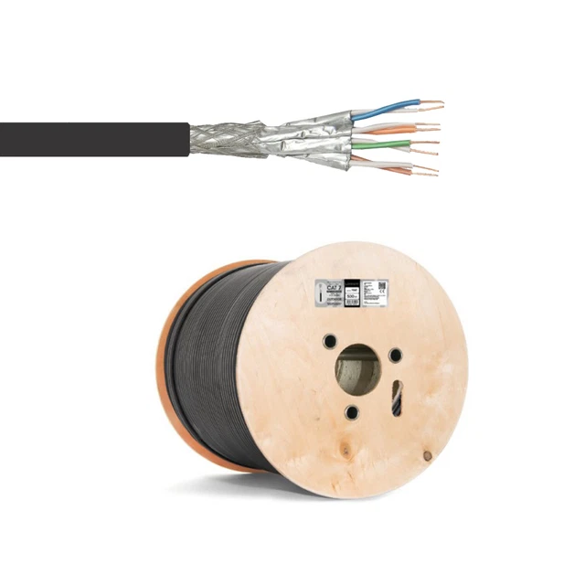 Cat 7 Outdoor Verlegekabel Erdkabel Netzwerkkabel 1000 MHz,UV, Schwarz,500 meter