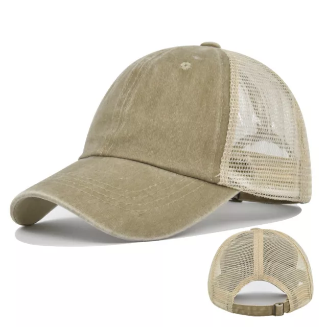 Washed Cotton Baseball Cap For Unisex Mesh Trucker Caps Plain Adjustable Dad Hat