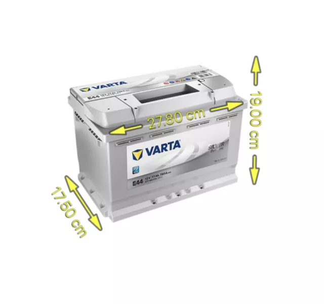 BATTERIA AUTO VARTA SILVER DYNAMIC E44 77AH 780 EN 12V 577400078 175x278x190 2