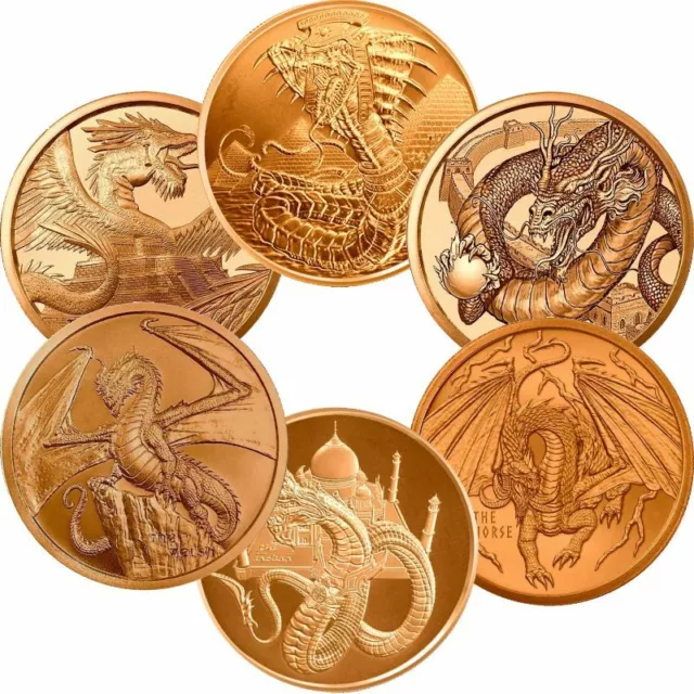 World Of Dragons Series 1oz .999 Copper Round