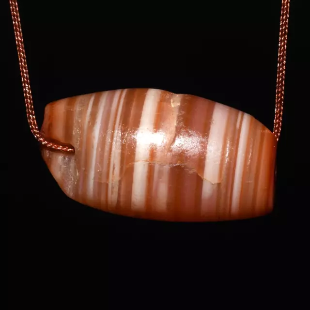 Ancient Near Eastern Banded Carnelian Amulet Bead Pendant Est over 1500 Year old