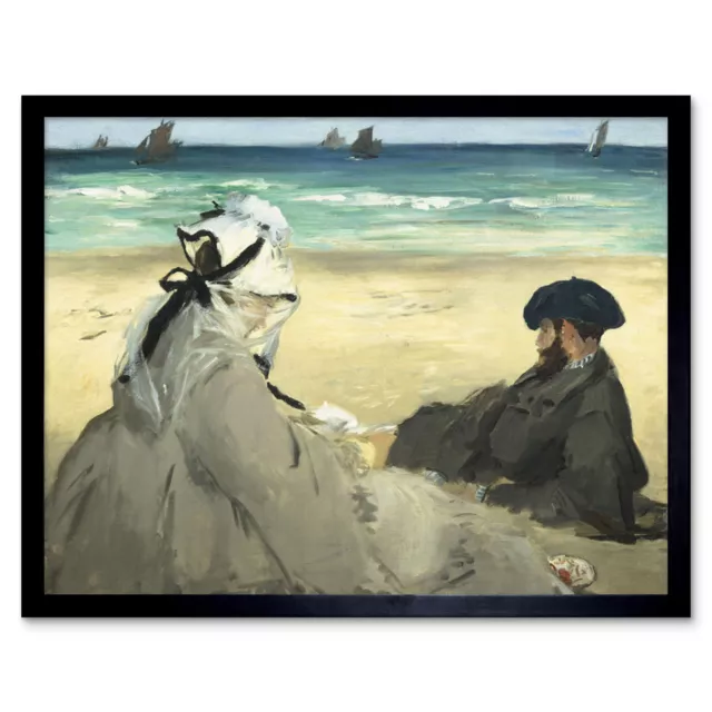 Edouard Manet On The Beach Art Print Framed 12x16