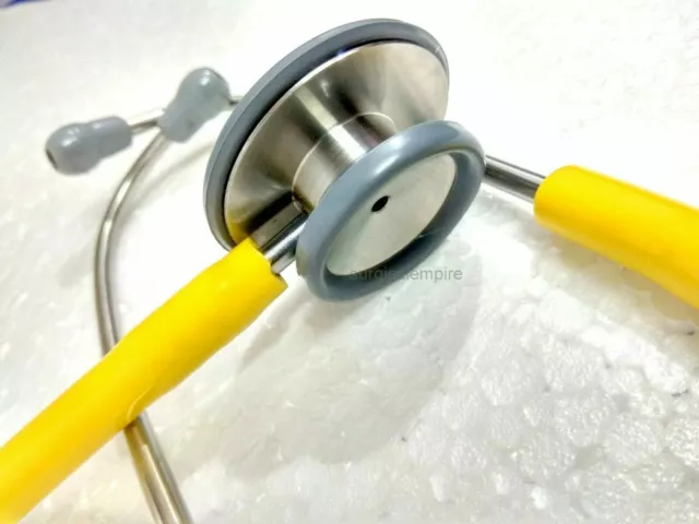 Classic Stethoscope Stainless Steel Dual Head New Tubing Yellow Soft Ear Tips