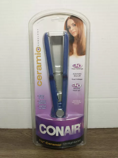 Conair Ceramic Flat Iron CS53CS 1 & 1/2" Hair Straightener Dual Voltage 2008 NEW