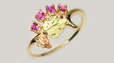 Antique Pink Sapphire + Gold Ring Black Hills Artisan 12kt Red Green Grape Leaf 2