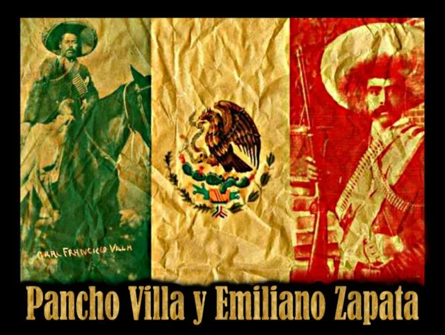 Pancho Villa y Emiliano Zapata Metal Sign, Mexican revolution independence hero