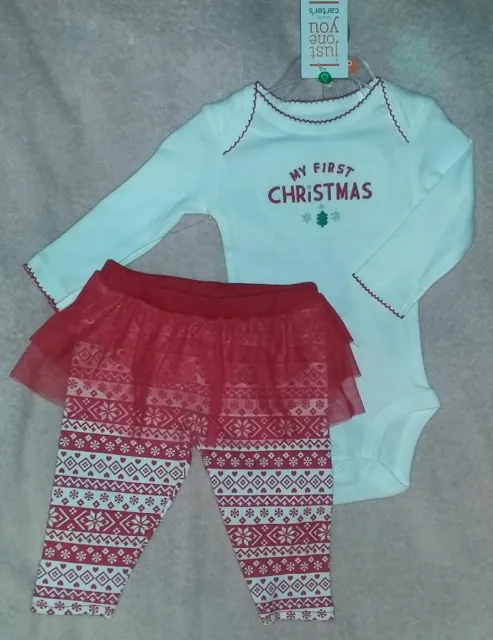 NEW Carter's JOY 3 Months Baby Girl "My First Christmas" Bodysuit & Tutu Pants