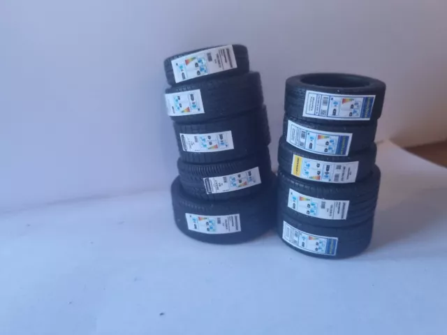 Ten 1/18 Tyres With Stickers, Perfect For Garage Diorama