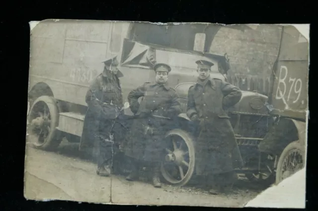 WW1 Canadian British CEF BEF Soldiers Standing With Truck Photo Postcard