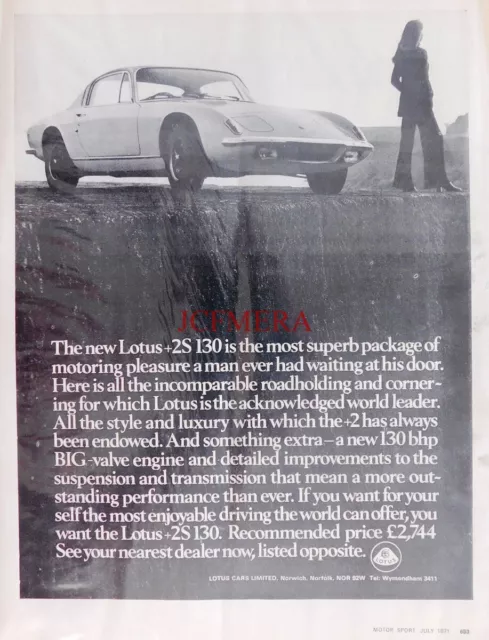 LOTUS '+2S 130' Coupe, Original 1971 Motor Car Advert : 660-135