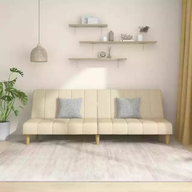 Sofá cama de 2 plazas tela color crema vidaXL