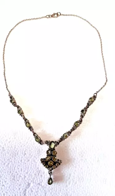 antike Halskette art deco 925 Silber, grüne Edelsteine, sehr alte Kette