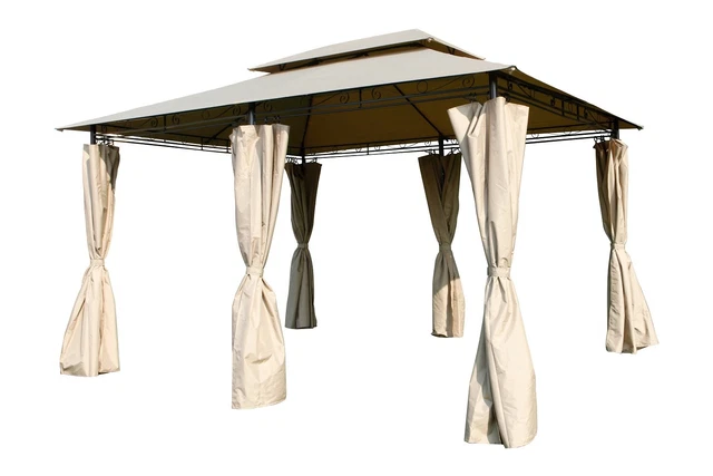 XXL Metall Pavillon Doppeldach 3x4 m wasserdicht Gartenpavillon Seitenteile 3