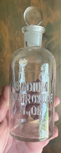 Vintage Antique Sodium Hydroxide Apothecary Bottle wheaton drig store