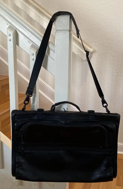 Vintage Tumi Nappa Black Leather Luggage Carry on Trifold Garment Bag