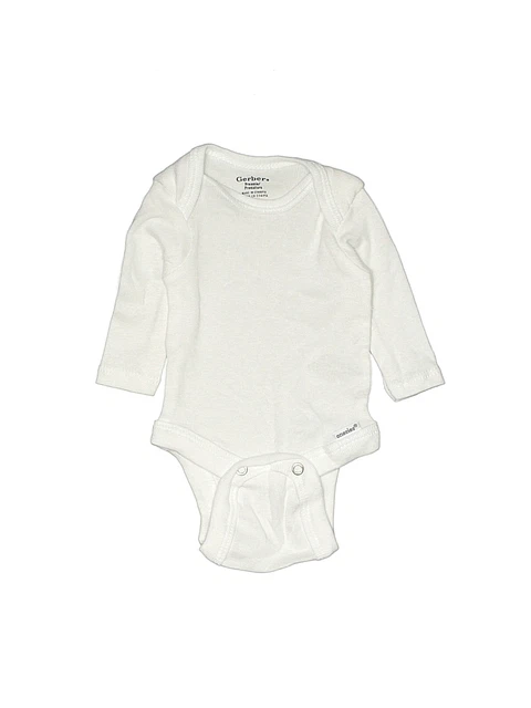 Gerber Boys White Long Sleeve Bodysuit Preemie/Up to 7 lb.