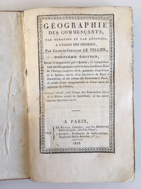 LE TELLIER géographie des commerçants le Prieur et chez l'auteur 1818