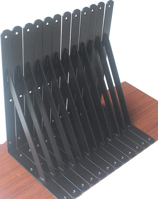 20 Pack L12 X H 8 Inches Black Heavy Duty Shelf Brackets with Screws Metal