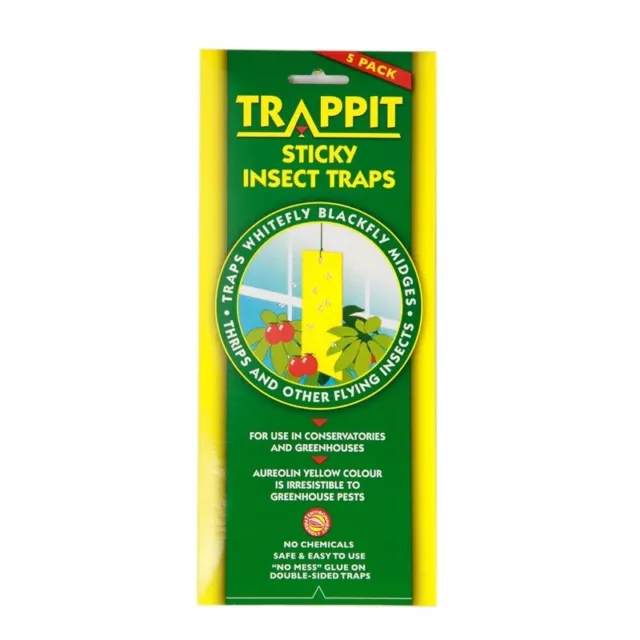 Trappit Yellow Sticky Insect Garden Trap 5 Pack Hanging Traps No Chemicals Tidy