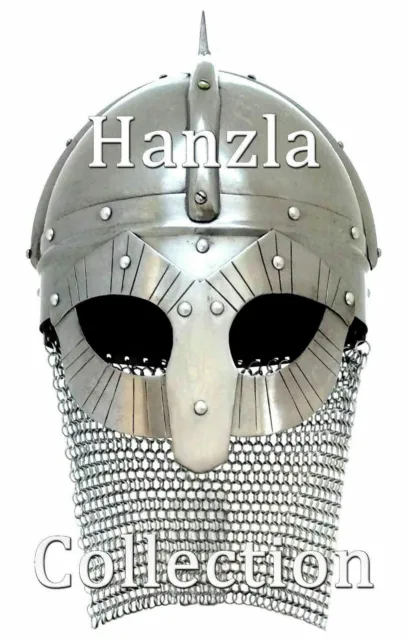 Medieval Steel Viking Nasal Helmet With Chainmail Hand Forged SCA Helmet Armor