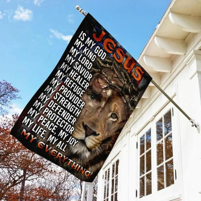 Lion Of Judah Jesus Is My Everything Cross Faith Christians American God Flag