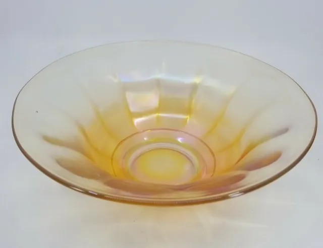 Vintage Iridescent Orange Opalescent Tapered Bowl ~ Mid Century ?  9" EUC