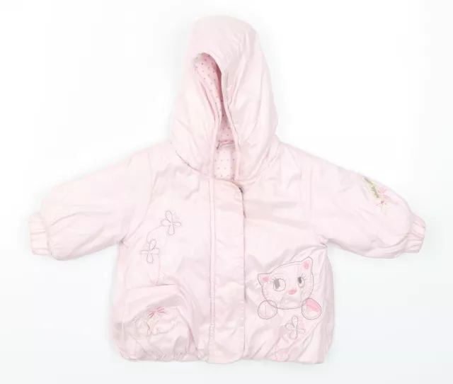 NÄCHSTE Mädchen rosa Blumenmuster Basic Mantel Größe 3-6 Monate Reißverschluss-Katze