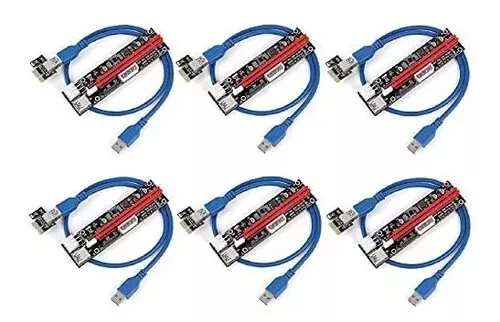 6-Pack Riser Cable VER.SU-103E PCI-E 16x to 1x Powered Riser Adapter USB CARD