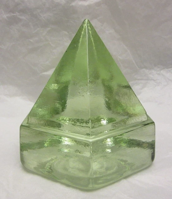 Vintage Ship Deck Prism Green Glass Nautical Pyramid Deck 4.5" Paperweight